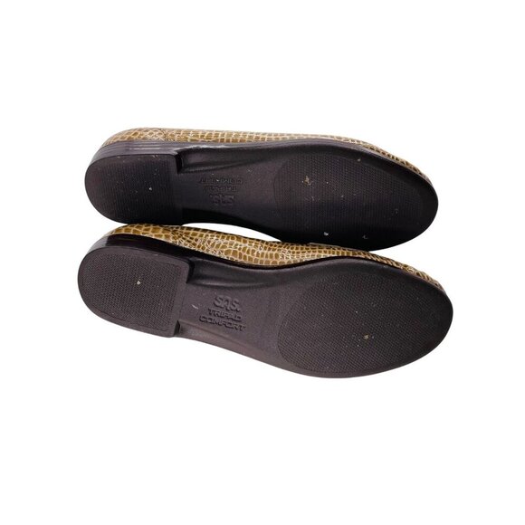 SAS Womens Brown Croc Embossed Leather Loafers Size 10 - Picture 3 of 6